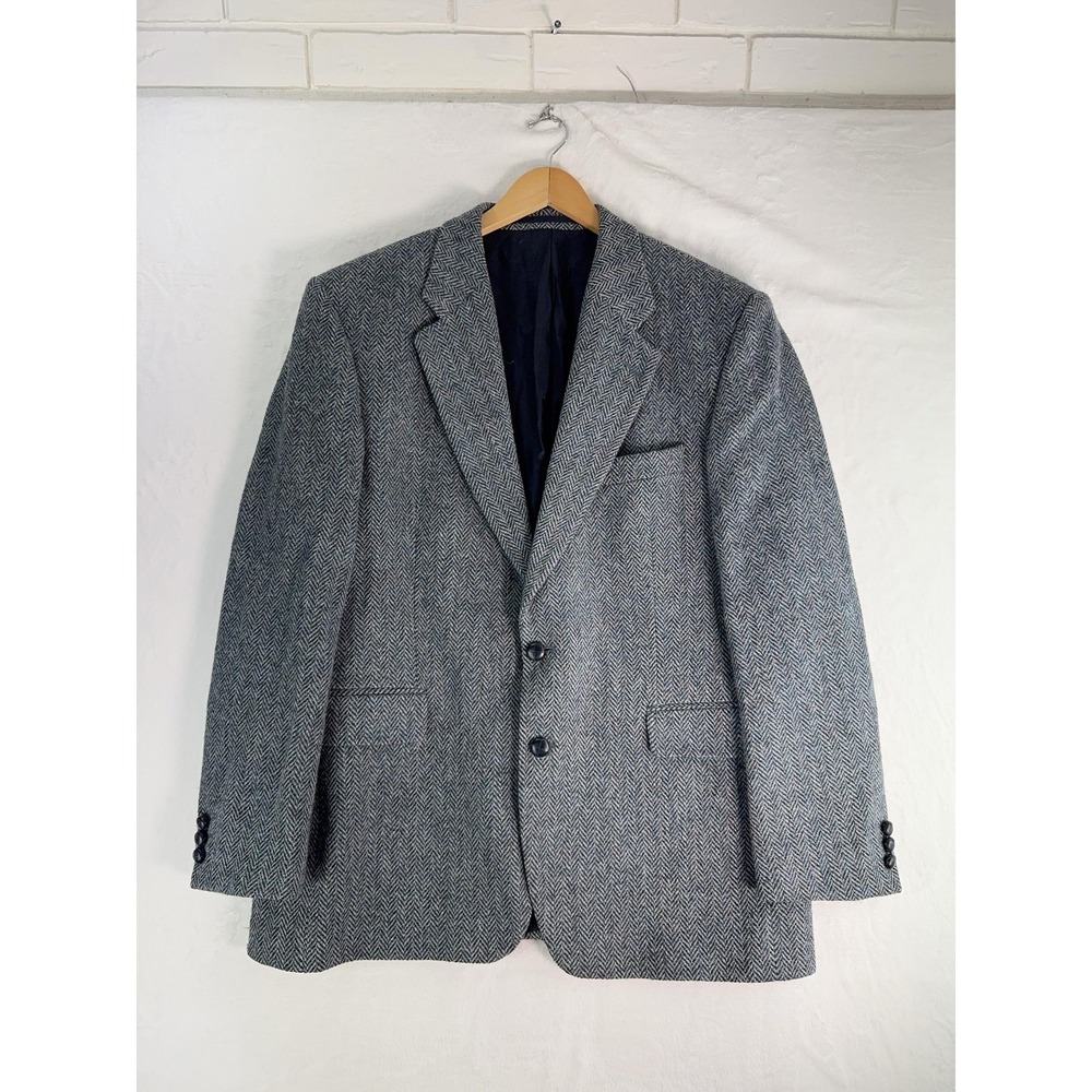 Vintage Alexandre Savile Row Harris Tweed Jacket Mens 44R Herringbone Wool 90s